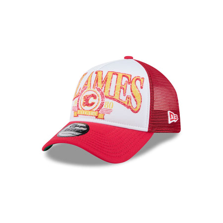 Calgary Flames Distressed 9FORTY A-Frame Trucker Hat