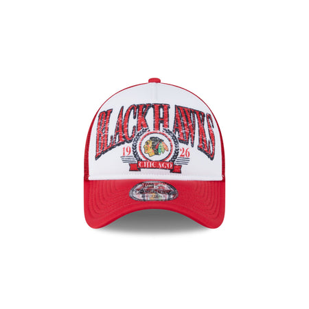 Chicago Blackhawks Distressed 9FORTY A-Frame Trucker Hat