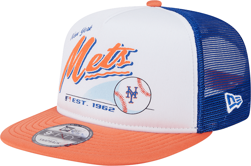 New York Mets Retro Script 9FIFTY A-Frame Trucker Hat