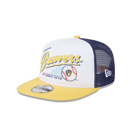 Milwaukee Brewers Retro Script 9FIFTY A-Frame Trucker Hat