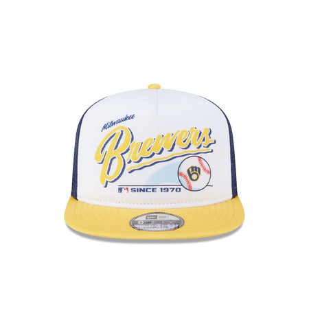 Milwaukee Brewers Retro Script 9FIFTY A-Frame Trucker Hat