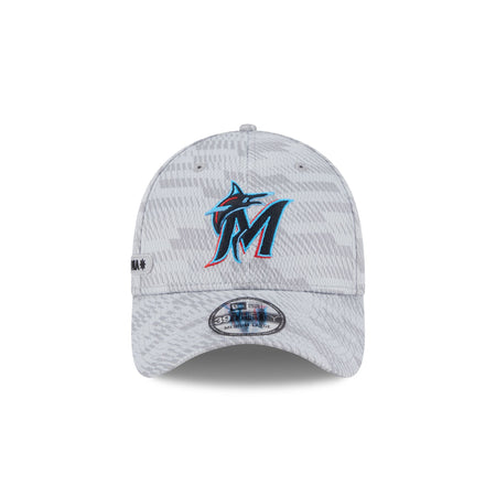 Miami Marlins 2025 Clubhouse Gray 39THIRTY Stretch Fit