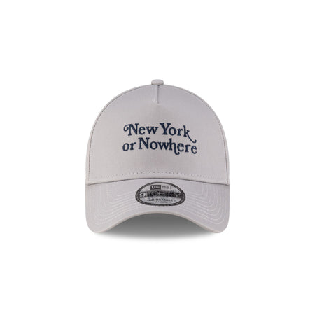 New York or Nowhere x New York Yankees Gray Wordmark 9FORTY A-Frame Snapback Hat