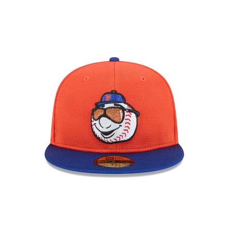 New York Mets 2025 Spring Training Orange 59FIFTY Fitted Hat