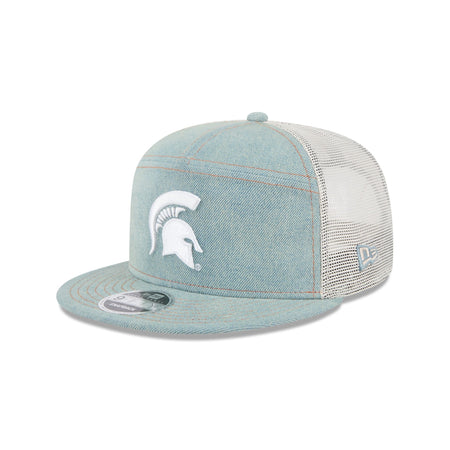 Michigan State Spartans Denim 9FIFTY Split Panel Trucker Hat