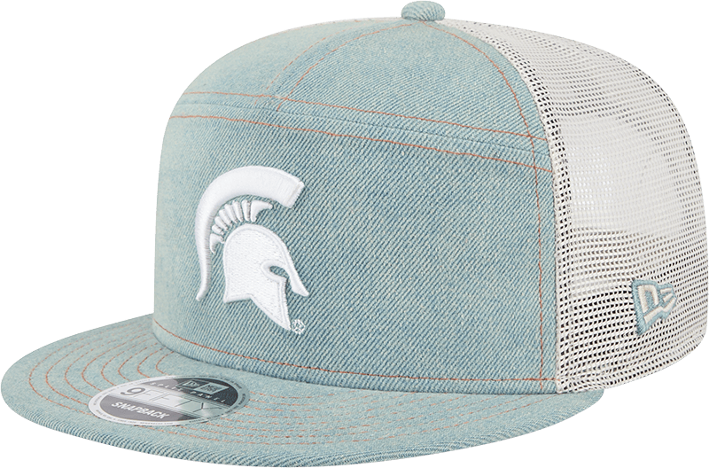 Michigan State Spartans Denim 9FIFTY Split Panel Trucker Hat