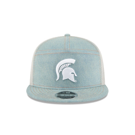 Michigan State Spartans Denim 9FIFTY Split Panel Trucker Hat