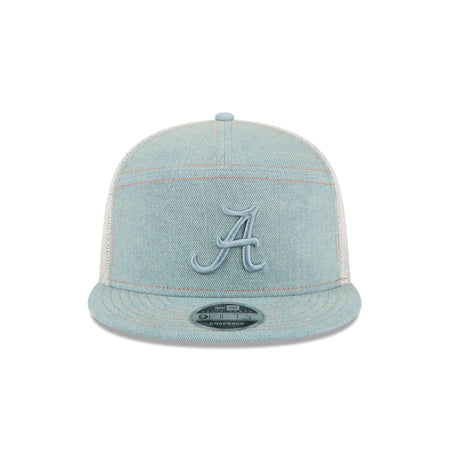 Alabama Crimson Tide Denim 9FIFTY Split Panel Trucker Hat