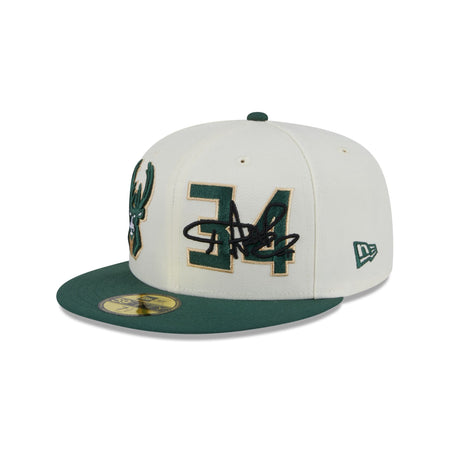 Milwaukee Bucks Giannis Antetokounmpo Chrome White 59FIFTY Fitted Hat