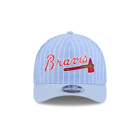 Atlanta Braves Pinstripe Linen 9FORTY M-Crown A-Frame Snapback Hat