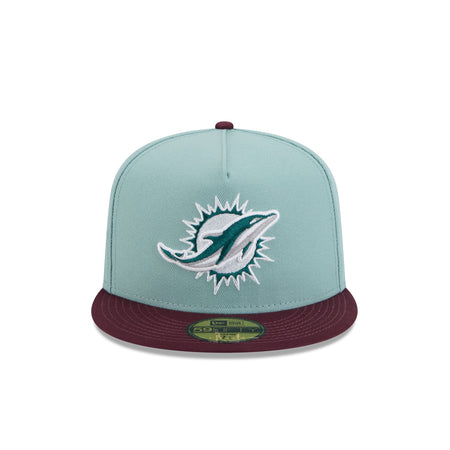 Miami Dolphins Beach Kiss Blue 59FIFTY A-Frame Fitted Hat