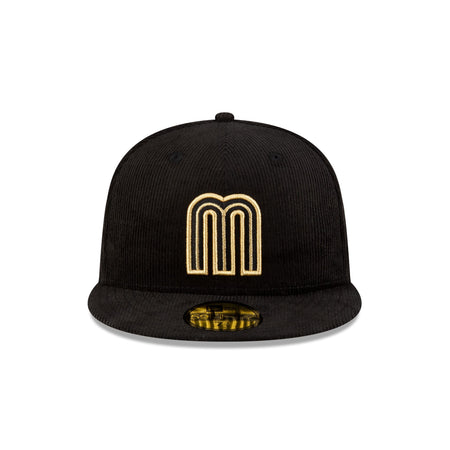 Mexico Baseball Black Gold Corduroy 59FIFTY Fitted Hat