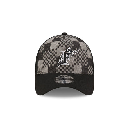 Miami Marlins Pattern Denim 9FORTY A-Frame Trucker Hat