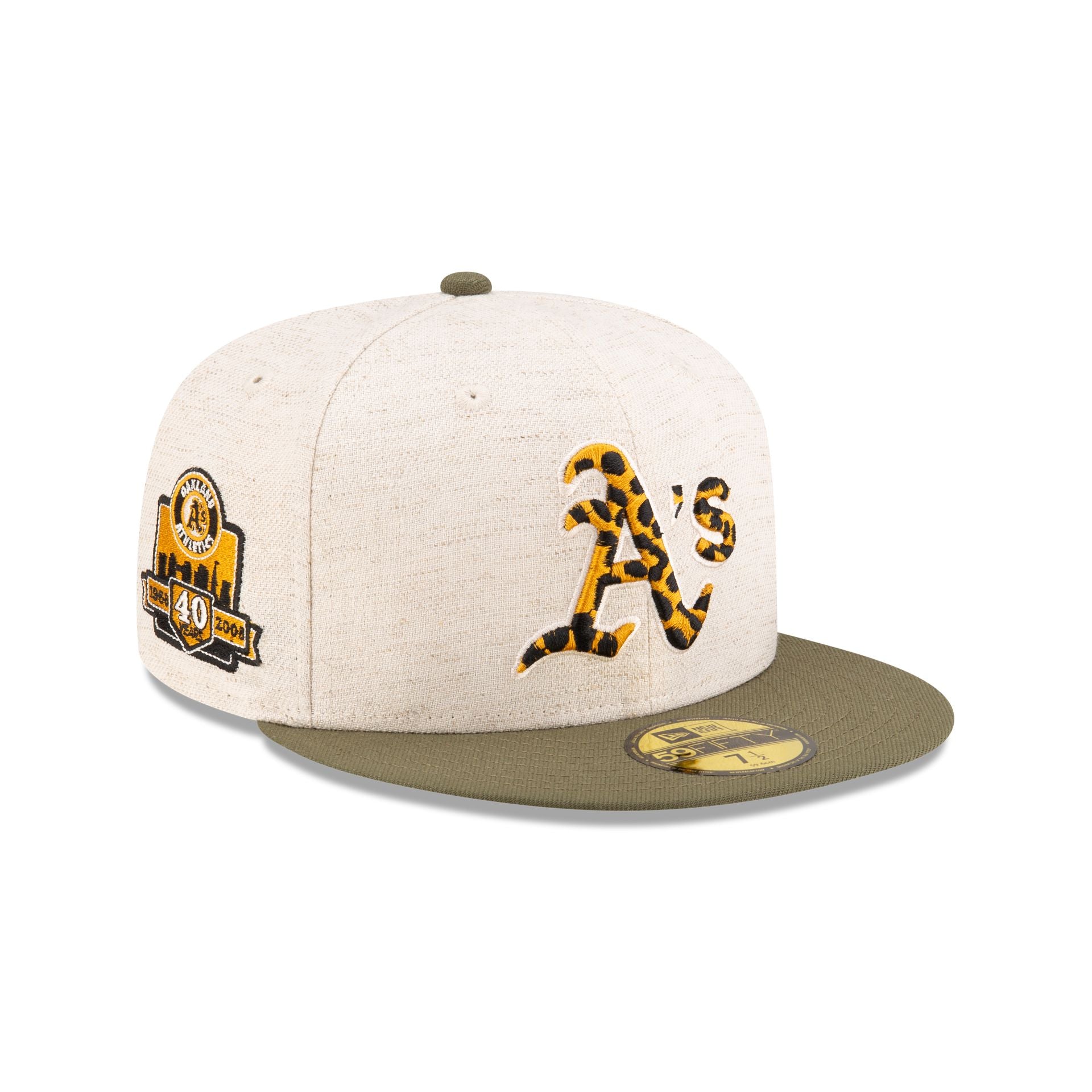 New Era 59Fifty Oakland Athletics Fitted Hat selling Size 7 5/8 Gold UV 40th Side Patch