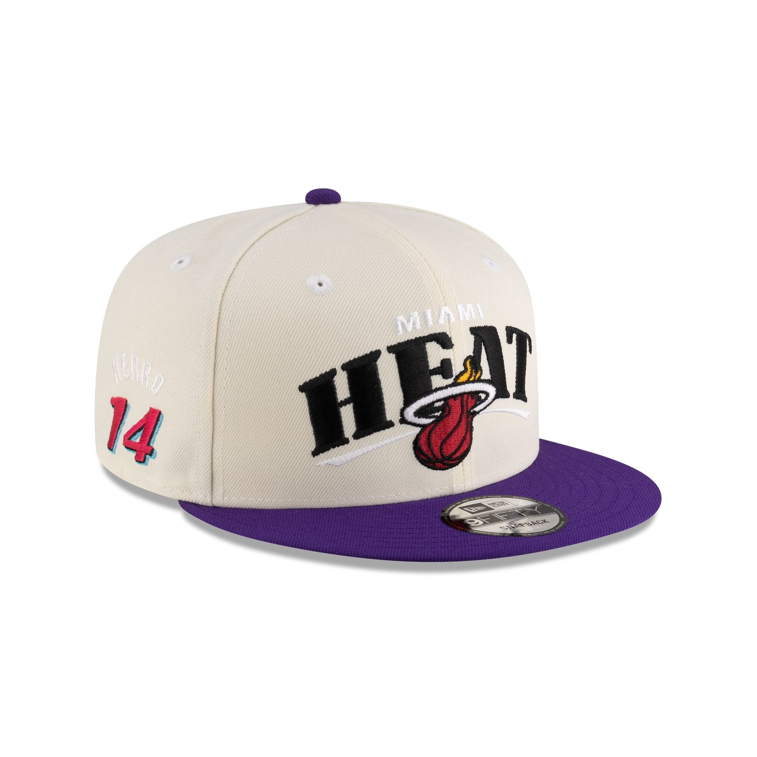 Tyler Herro x Miami Heat White Purple 9FIFTY Snapback Hat