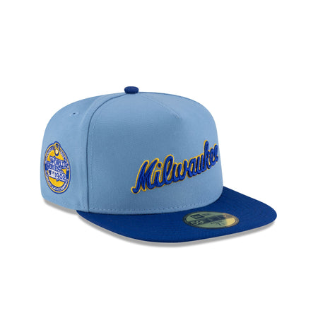 Just Caps Sky Blue Milwaukee Brewers 59FIFTY A-Frame Fitted Hat