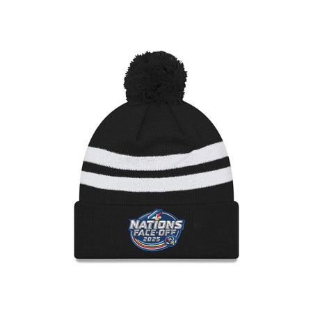 Canada 2025 4 Nations Face-Off Black Pom Knit Hat