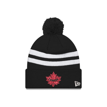 Canada 2025 4 Nations Face-Off Black Pom Knit Hat