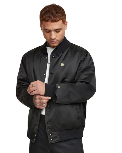 New Era Cap Essential Black Satin Bomber Jacket