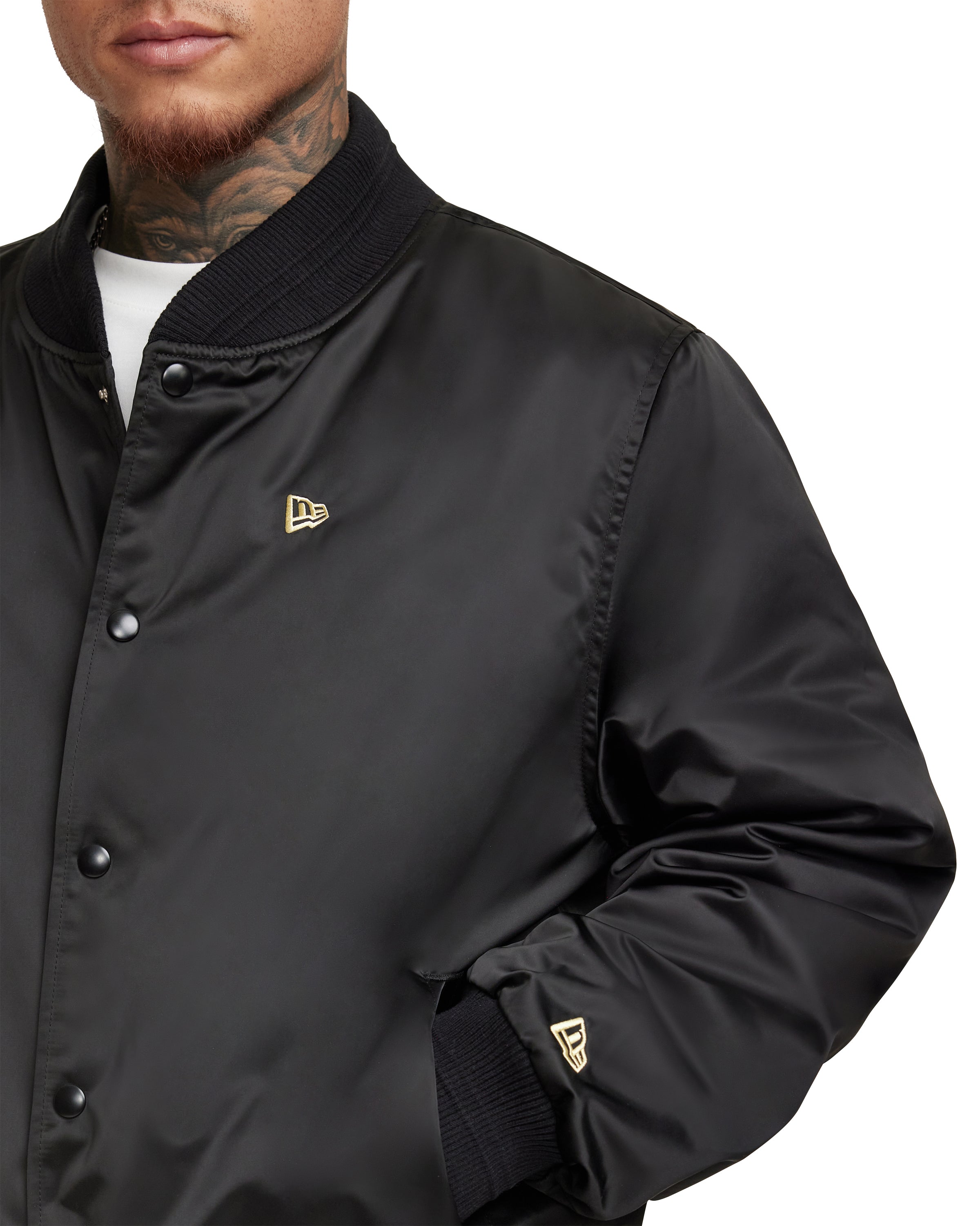 New Era Cap Essential Black Satin Bomber Jacket