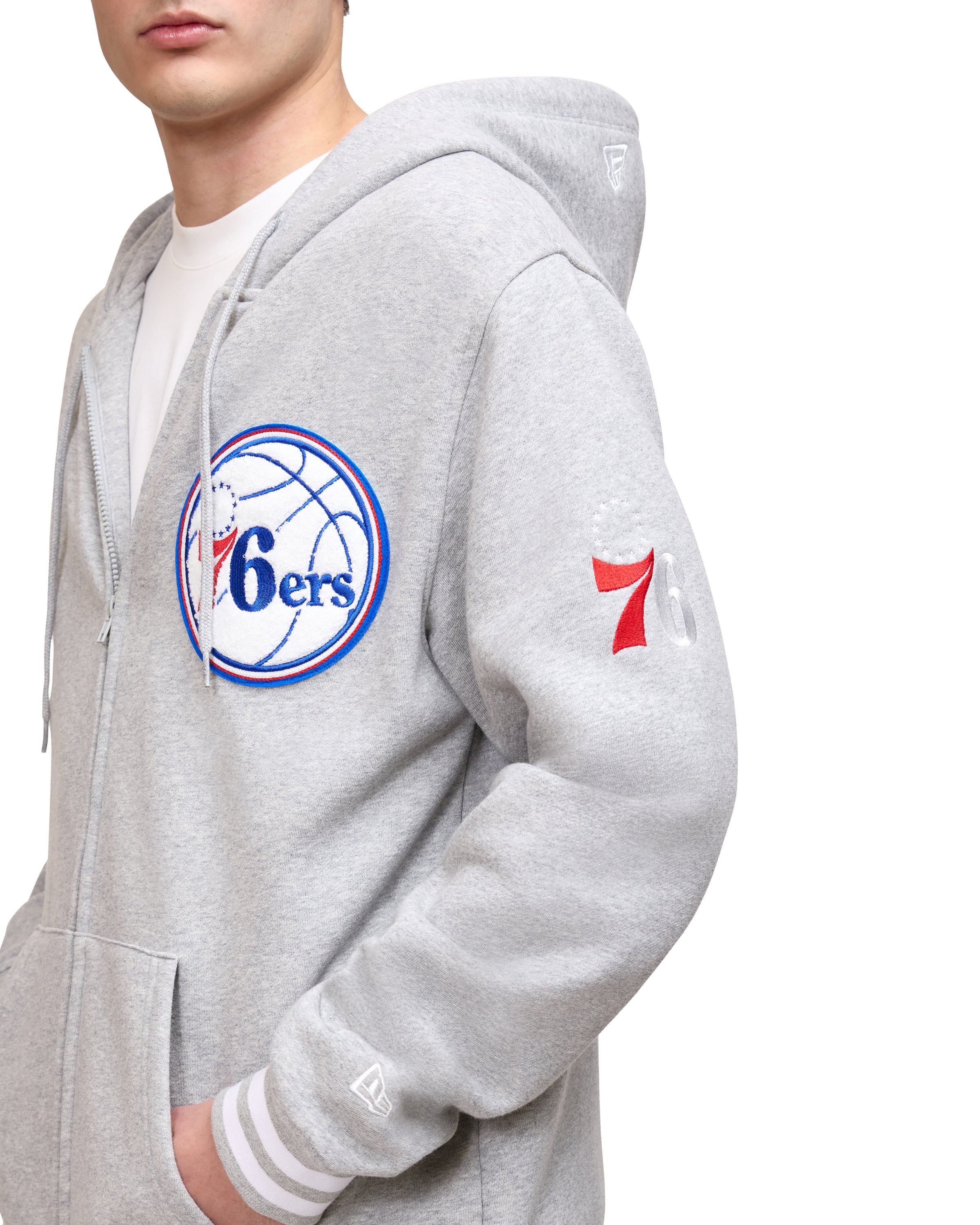 Philadelphia 76ers Gray Logo Select Full Zip Hoodie Size XXL NBA by New Era