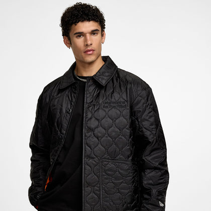 New Era Cap Quilted Button Up Black Jacket