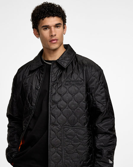 New Era Cap Quilted Button Up Black Jacket