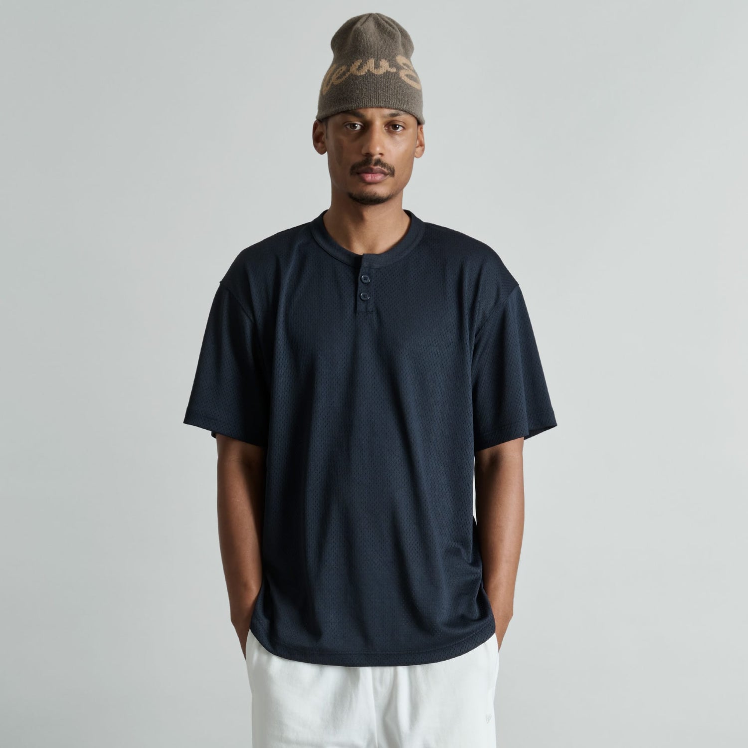 Brand New Era Galvin 2-Button Navy Henley Jersey