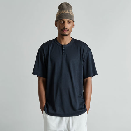 Brand New Era Galvin 2-Button Navy Henley Jersey