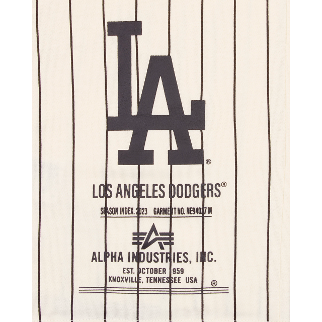 Alpha Industries x Los Angeles Dodgers Striped T-Shirt, White - Size: S, NBA by New Era