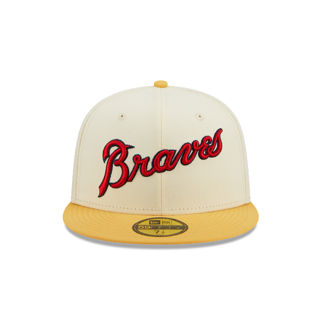 Atlanta Braves Cooperstown Collection Scattered Logos Fitted Hat Cap -  White (White, 7 3/4)