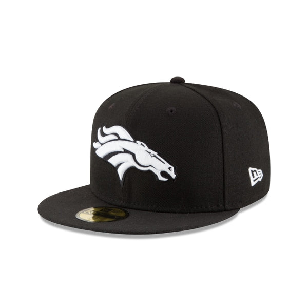 Denver Broncos Black White 59FIFTY Fitted Hat New Era Cap